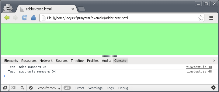 jstinytest - проста бібліотека для юніт-тестування