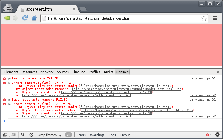 jstinytest - проста бібліотека для юніт-тестування