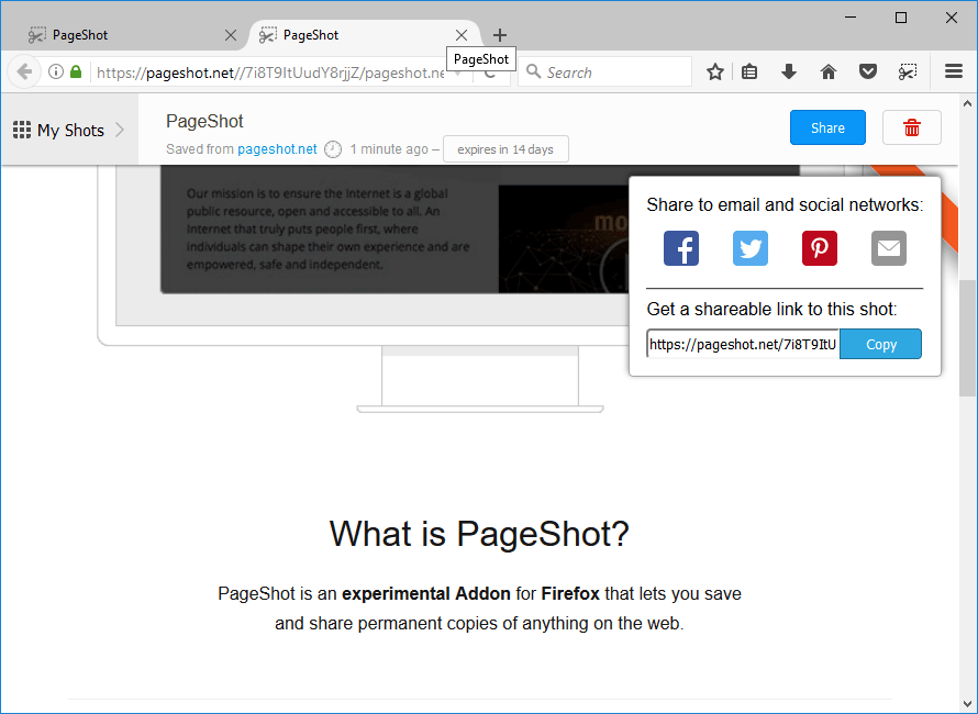 Firefox PageShot